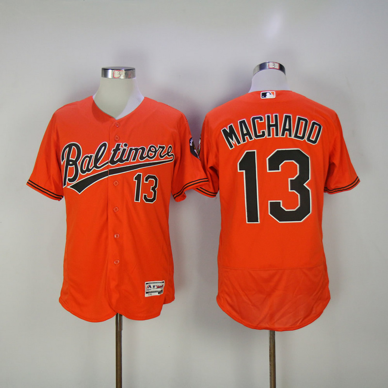 MLB Baltimore Orioles #13 Machado Orange Elite Jersey