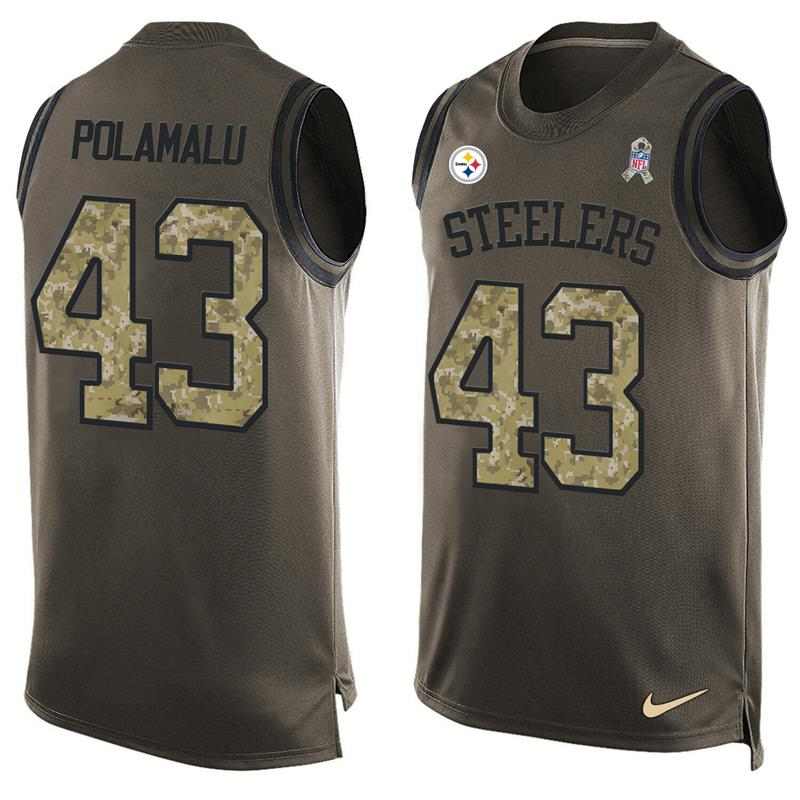 NFL Denver Broncos #43 Polamalu Limited Green Salute to Service Tank Top