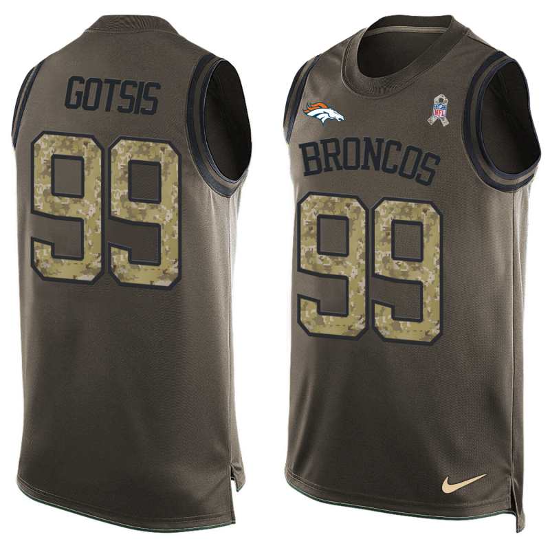 NFL Denver Broncos #99 Gotsis Limited Green Salute to Service Tank Top