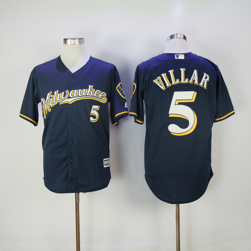 MLB Milwaukee Brewers #5 Villar Blue Game Jersey
