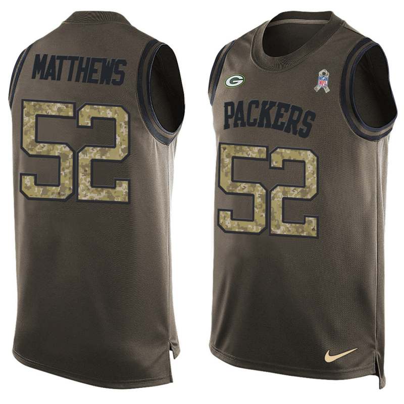 NFL Green Bay Packers #52 Matthews Limited Green Salute to Service Tank Top