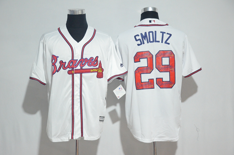 MLB Atlanta Braves #29 Smoltz White Painting Jersey