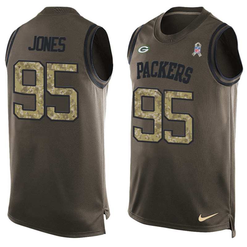 NFL Green Bay Packers #95 Jones Limited Green Salute to Service Tank Top