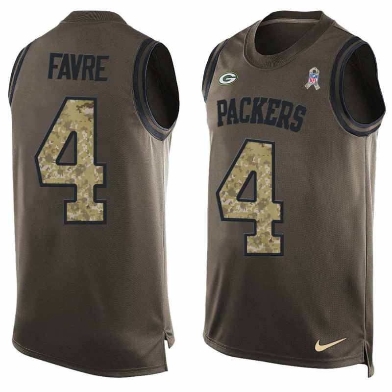 NFL Green Bay Packers #4 Favre Limited Green Salute to Service Tank Top