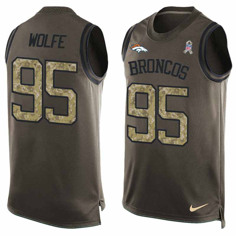 NFL Denver Broncos #95 Wolfe Limited Green Salute to Service Tank Top