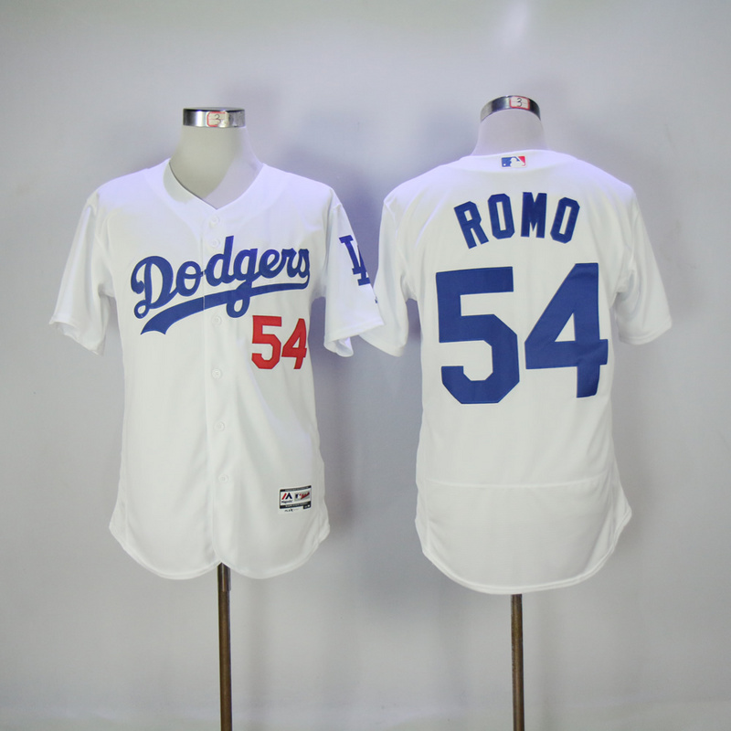 MLB Los Angeles Dodgers #54 Romo White Elite Jersey