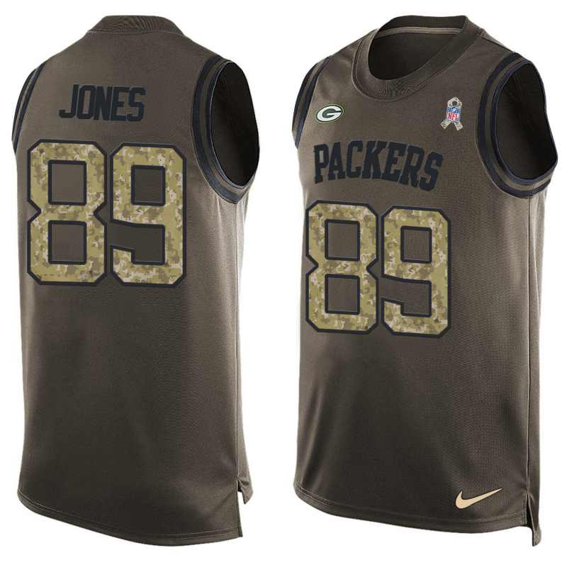 NFL Green Bay Packers #89 Jones Limited Green Salute to Service Tank Top