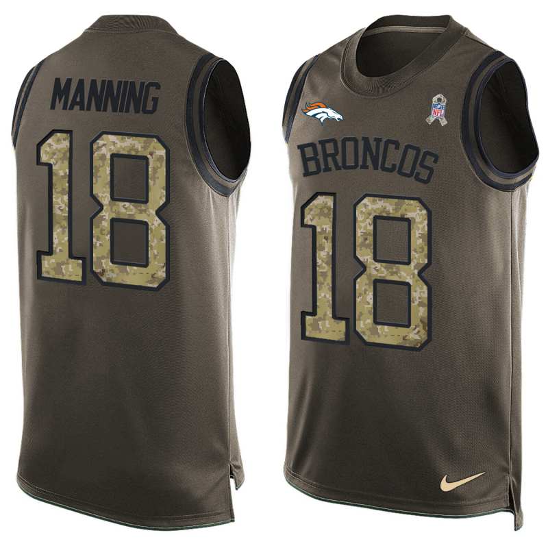 NFL Denver Broncos #18 Manning Limited Green Salute to Service Tank Top