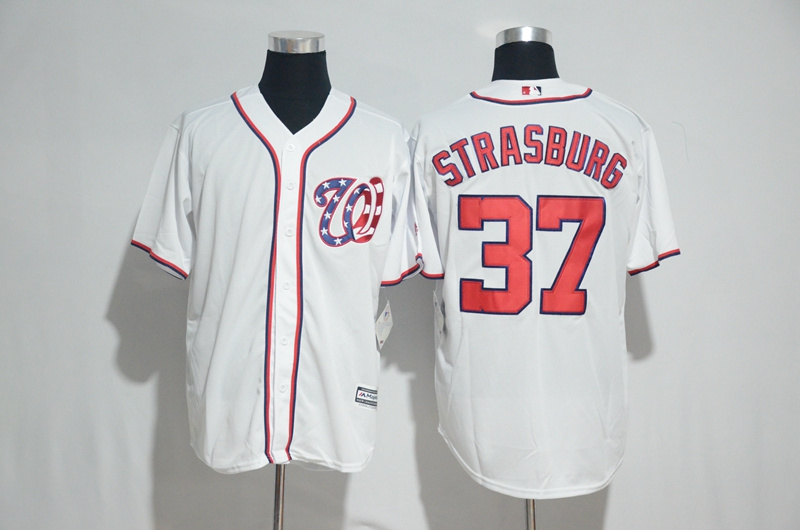 MLB Washington Nationals #37 Strasburg White Jersey