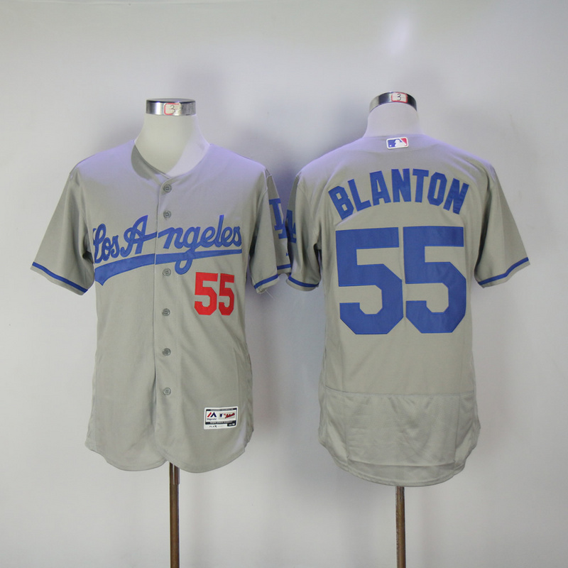 MLB Los Angeles Dodgers #55 Blanton Grey Elite Jersey 