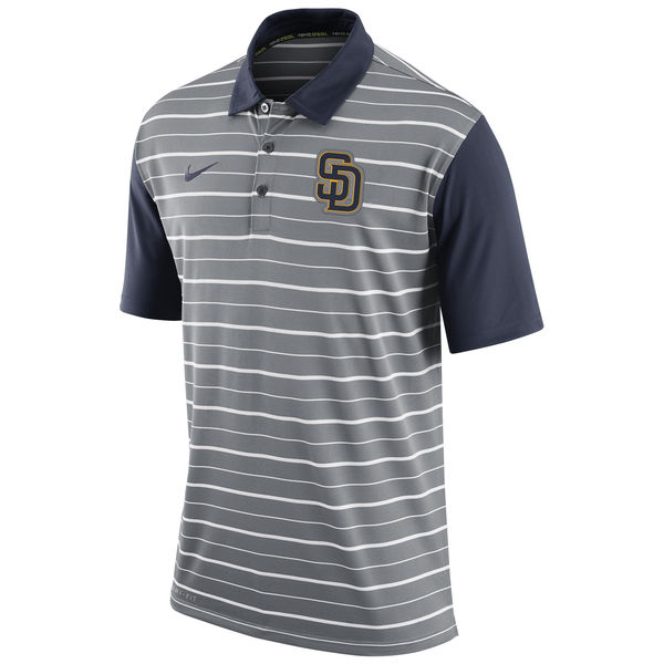 Mens San Diego Padres Nike Gray Dri-FIT Stripe Polo