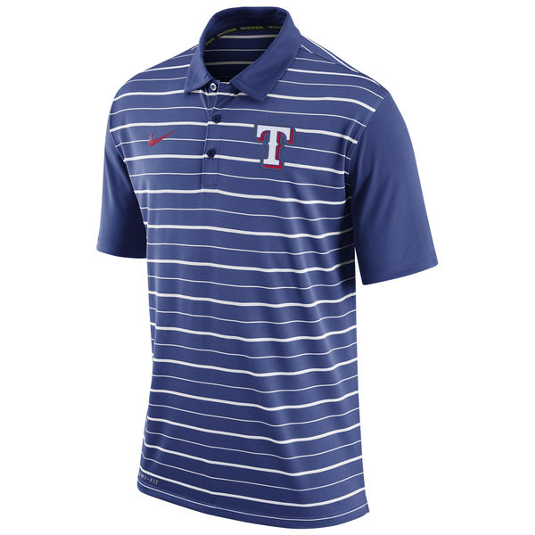 Mens Texas Rangers Nike Royal Dri-FIT Stripe Polo