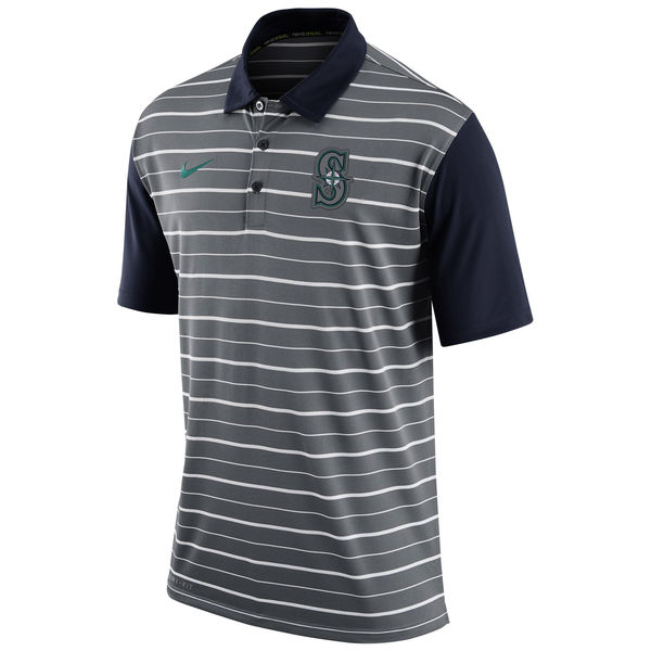 Mens Seattle Mariners Nike Gray Dri-FIT Stripe Polo