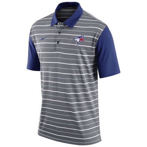 Mens Toronto Blue Jays Nike Gray Dri-FIT Stripe Polo