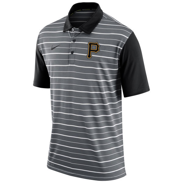 Mens Pittsburgh Pirates Nike Gray Dri-FIT Stripe Polo