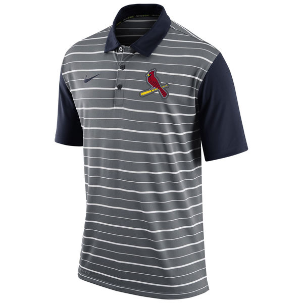 Mens St. Louis Cardinals Nike Gray Dri-FIT Stripe Polo