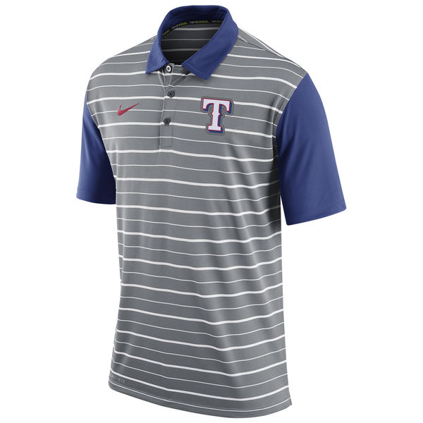 Mens Texas Rangers Nike Gray Dri-FIT Stripe Polo