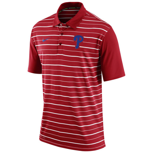 Mens Philadelphia Phillies Nike Red Dri-FIT Stripe Polo