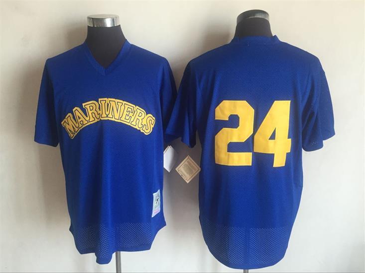MLB Seattle Mariners #24 Throwback Pullover Blue Jersey