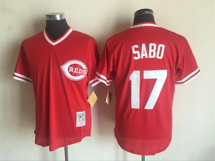 MLB Cincinnati Reds #17 Sabo Red Throwback Jersey 
