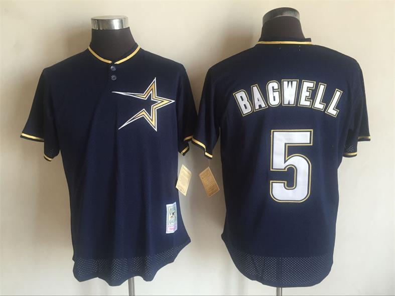 MLB Houston Astros #5 Bagwell Throwback D.Blue Jersey