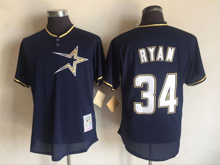 MLB Houston Astros #34 Ryan Throwback D.Blue Jersey