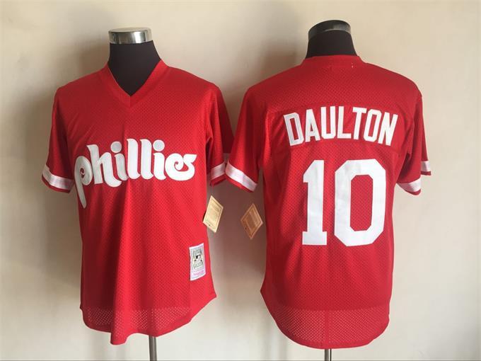 MLB Philadelphia Phillies #10 Daulton Throwback Red Jersey