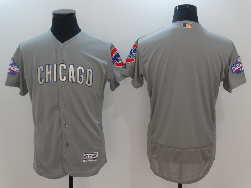 MLB Chicago Cubs Blank Grey Gold Number Jersey