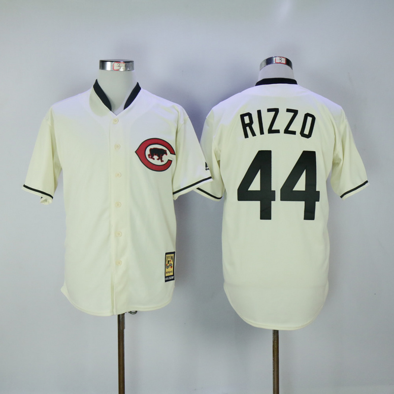 MLB Chicago Cubs #44 Rizzo Cream Throwback Jersey