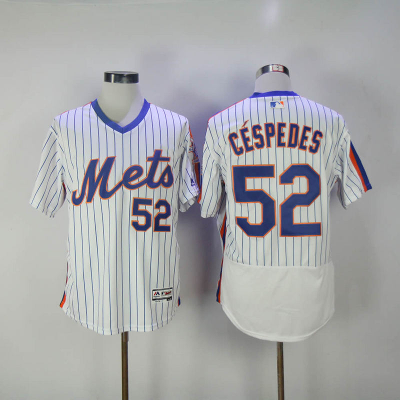 MLB New York Mets #52 Cespedes White Pullover Throwback Elite Jersey