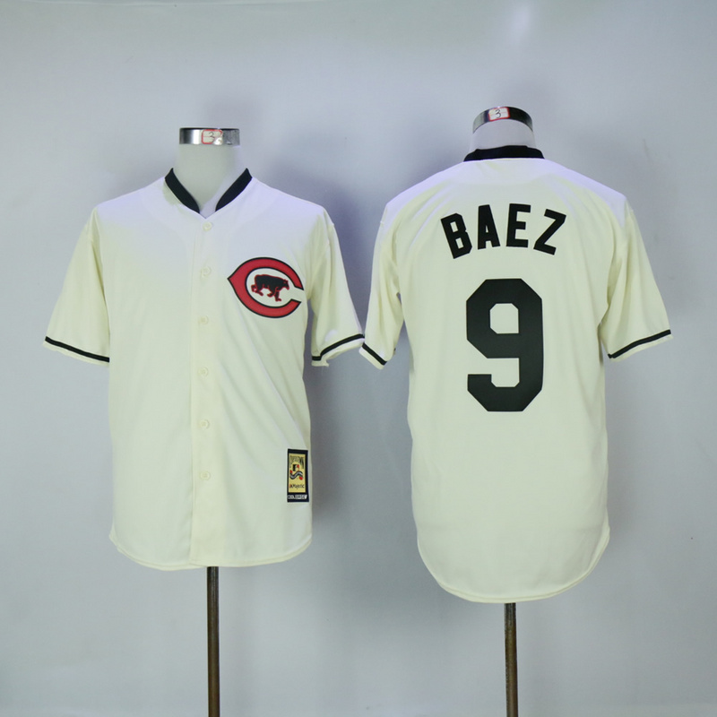 MLB Chicago Cubs #9 Baez Cream Throwback Jersey