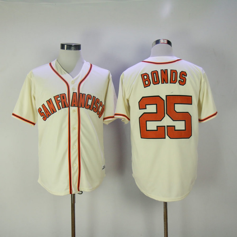 MLB San Francisco Giants #25 Barry Bonds Cream Jersey