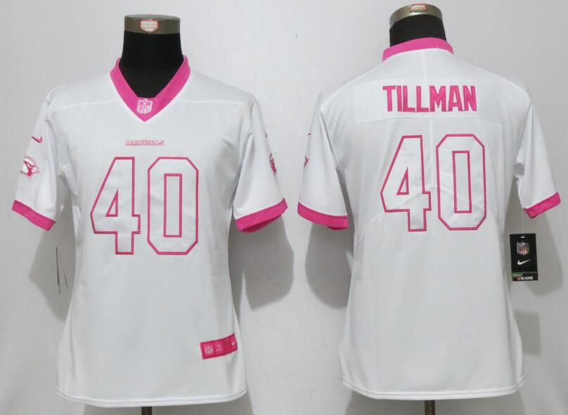 Women Nike Arizona Cardinals 40 Tillman Matthews WhitePink WoMens Stitched NFL Elite Rush Fashion Jersey  