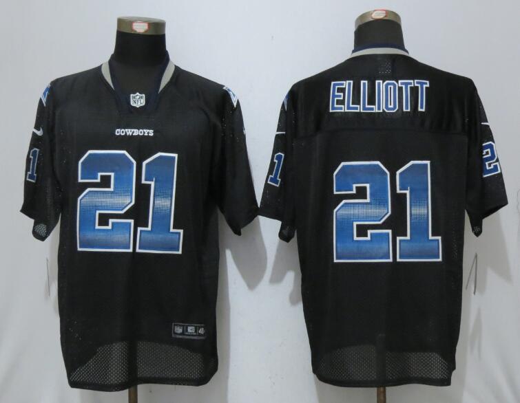 Nike Dallas Cowboys 21 Elliott Strobe Lights Out Black Elite Jerseys  