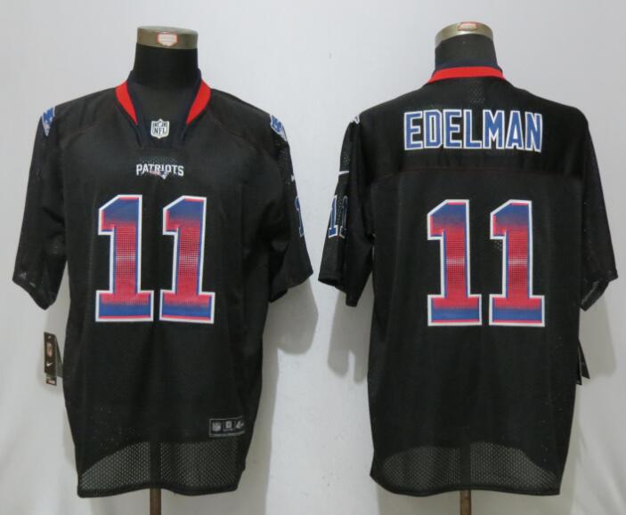 Nike New England Patriots 11 Edelman Strobe Lights Out Black Elite Jerseys  