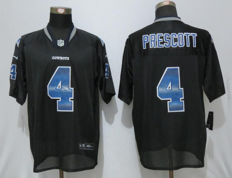 Nike Dallas Cowboys 4 Prescott Strobe Lights Out Black Elite Jerseys  