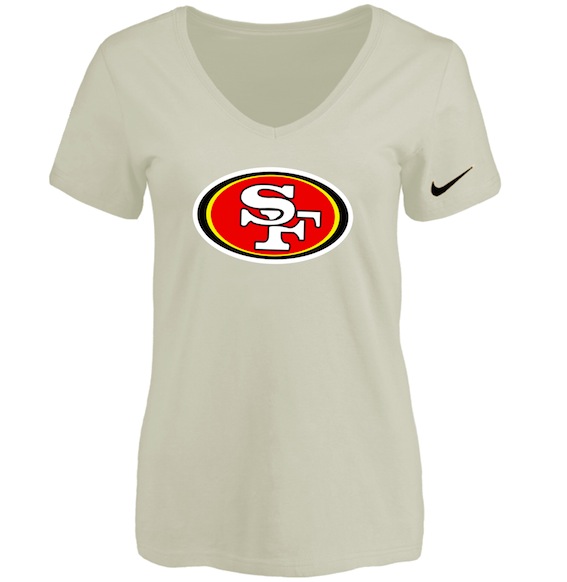 San Francisco 49ers Cream Womens Logo V-neck T-Shirt