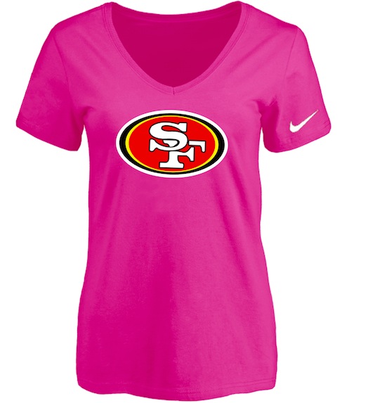 San Francisco 49ers Peach Womens Logo V-neck T-Shirt