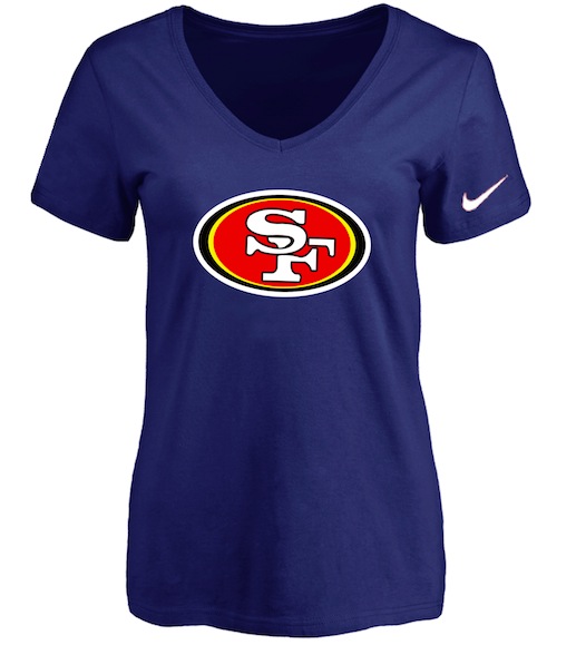 San Francisco 49ers D.Blue Womens Logo V-neck T-Shirt