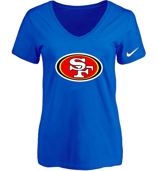 San Francisco 49ers Blue Womens Logo V-neck T-Shirt
