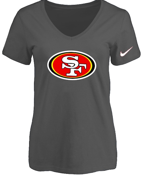 San Francisco 49ers D.Grey Womens Logo V-neck T-Shirt