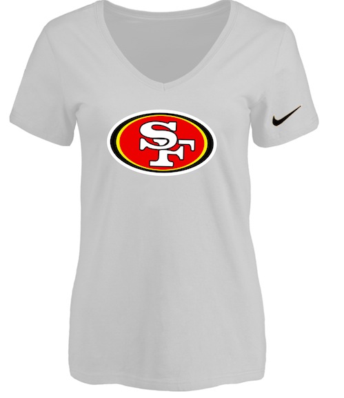 San Francisco 49ers White Womens Logo V-neck T-Shirt