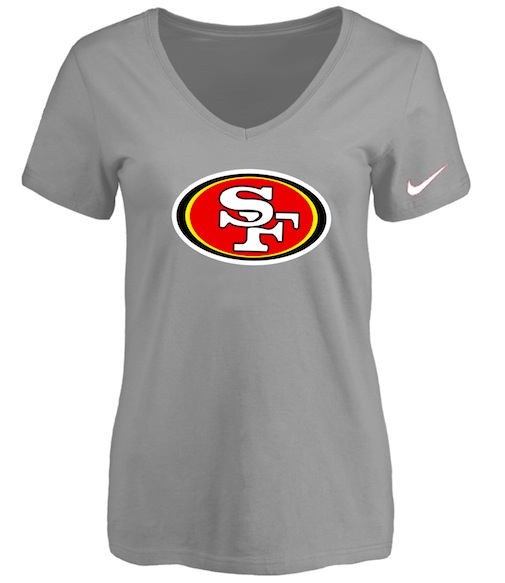 San Francisco 49ers L.Grey Womens Logo V-neck T-Shirt