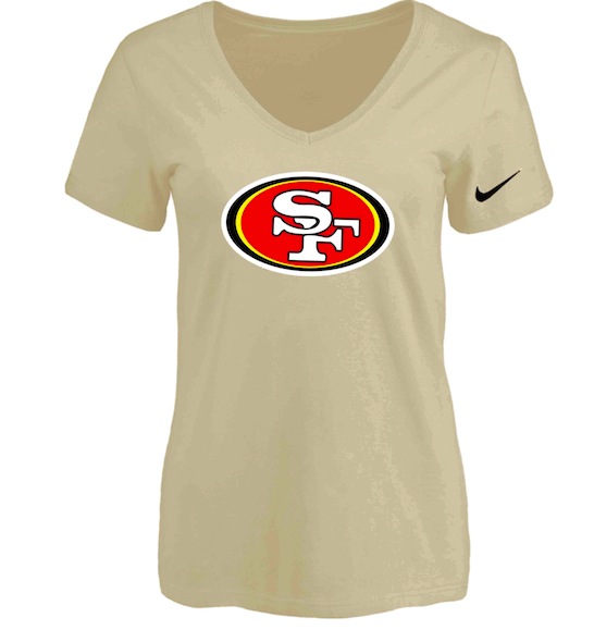 San Francisco 49ers Beige Womens Logo V-neck T-Shirt