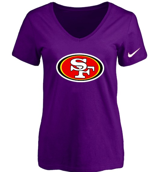 San Francisco 49ers Purple Womens Logo V-neck T-Shirt