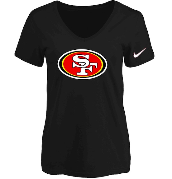 San Francisco 49ers Black Womens Logo V-neck T-Shirt