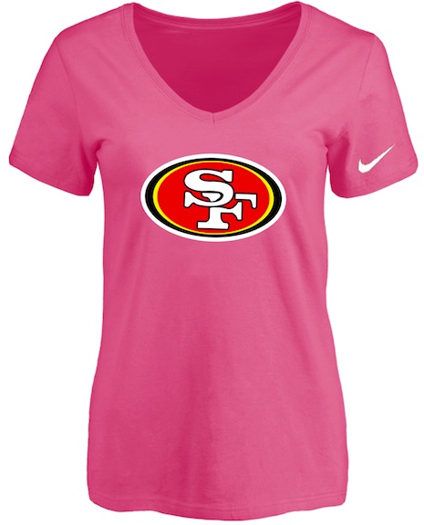 San Francisco 49ers Pink Womens Logo V-neck T-Shirt