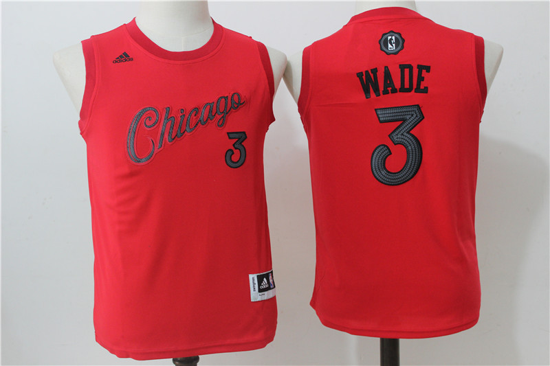 NBA Chicago Bulls #3 Wade Red Kids Jersey