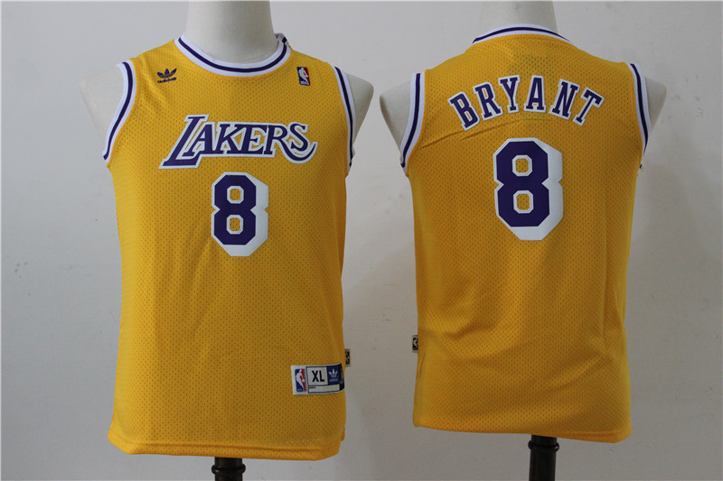 NBA Los Angeles Lakers #8 Bryant Yellow Kids Jersey