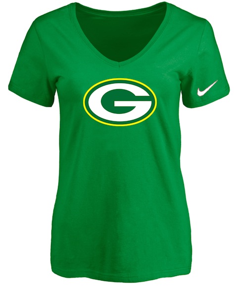 Green Bay Packers D.Green Womens Logo V-neck T-Shirt